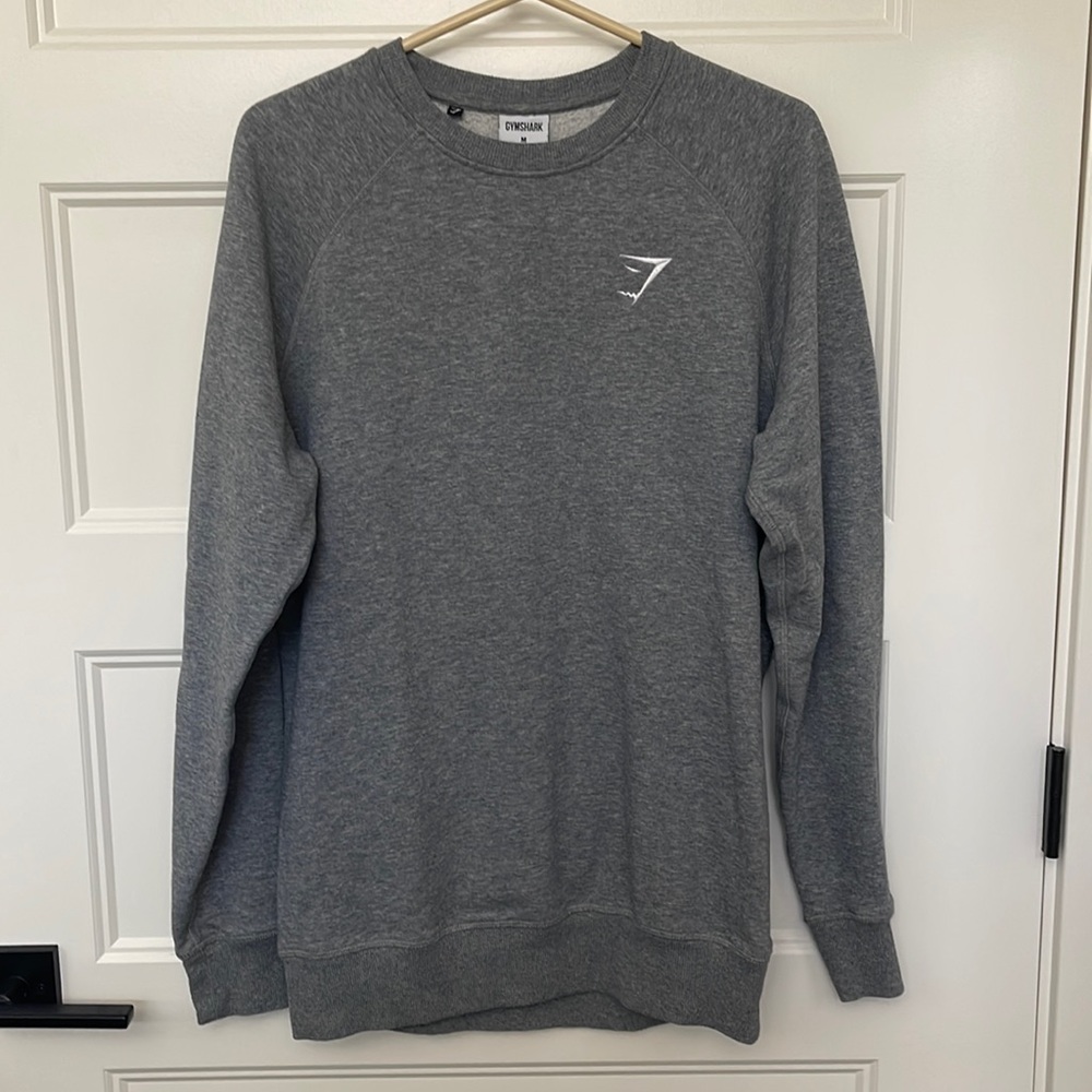 Mens Gymshark Crewneck Sweatshirt, Size Medium, Heather Grey.